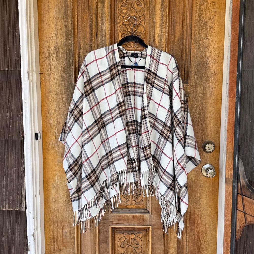 VFraas Plaid Check Poncho Wrap One Size